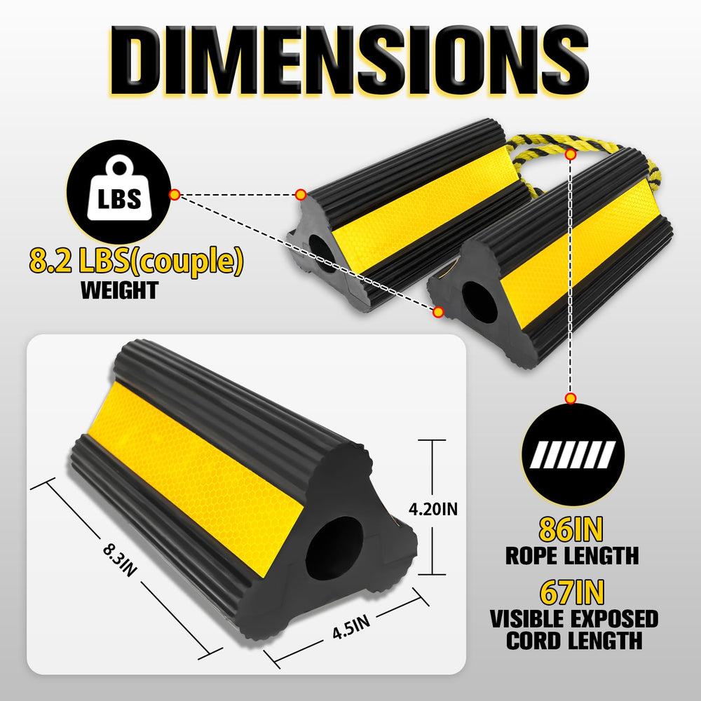 FITHOIST heavy-duty rubber chock highlights rugged construction and weight for solid grip