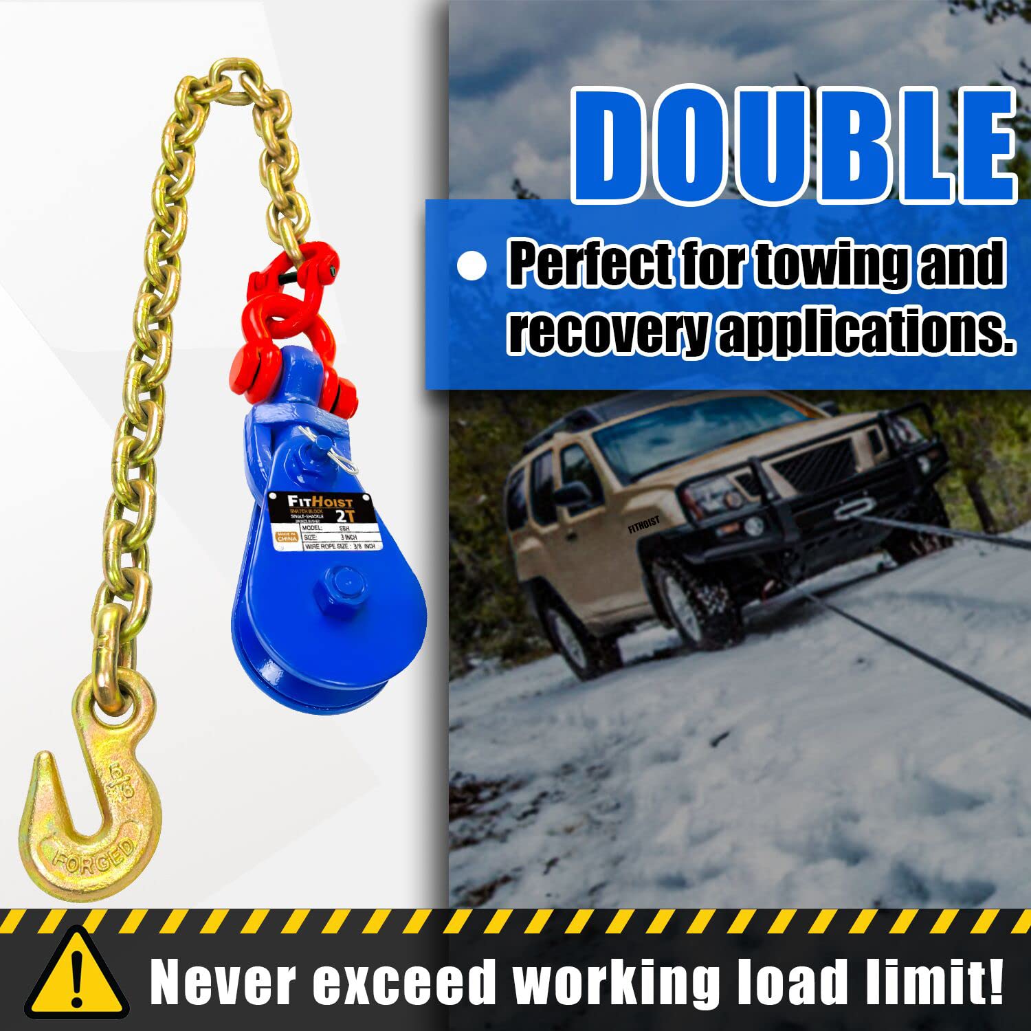 FITHOIST tow and recovery setup on a truck illustrates practical use.