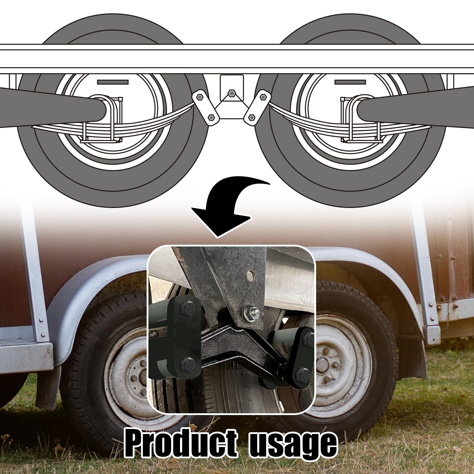 FITHOIST trailer shackle kit locking nuts resist loosening on rough roads.