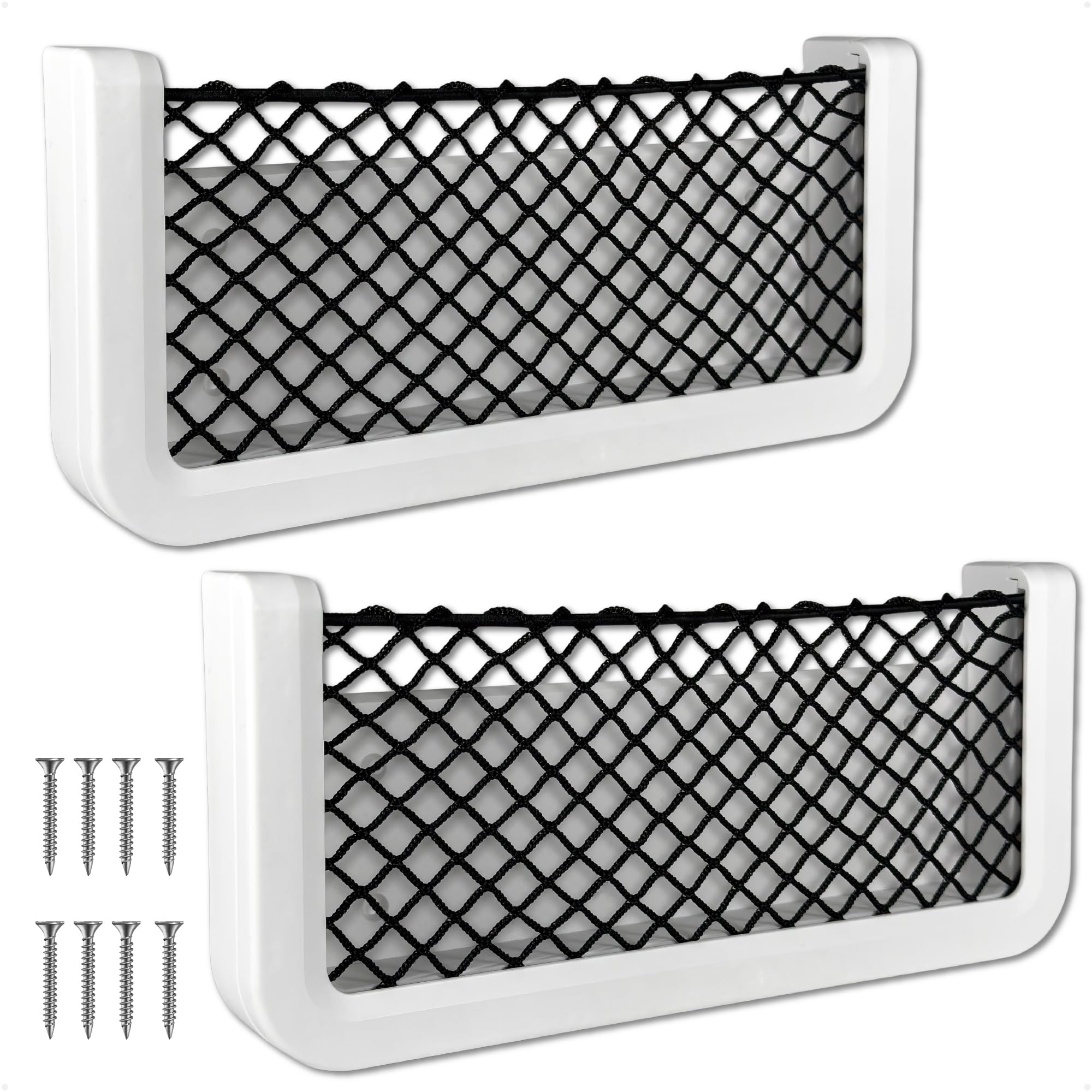 Five Oceans boat storage net with white frame keeps deck gear neatly organized.