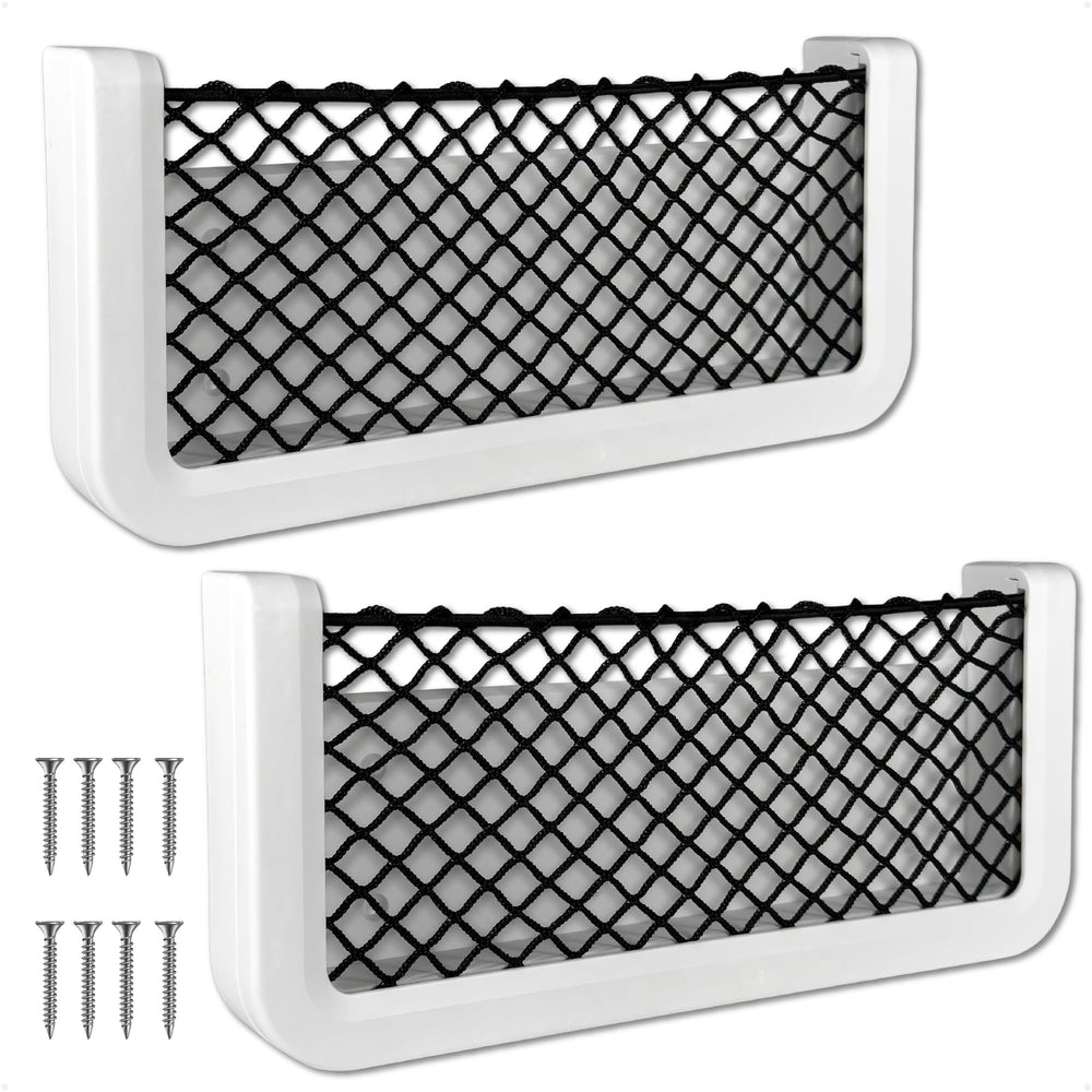 Five Oceans boat storage net with white frame keeps deck gear neatly organized.