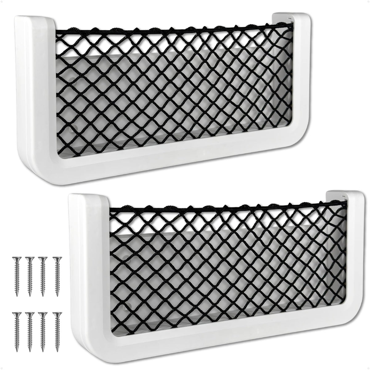 Five Oceans boat storage net with white frame keeps deck gear neatly organized.