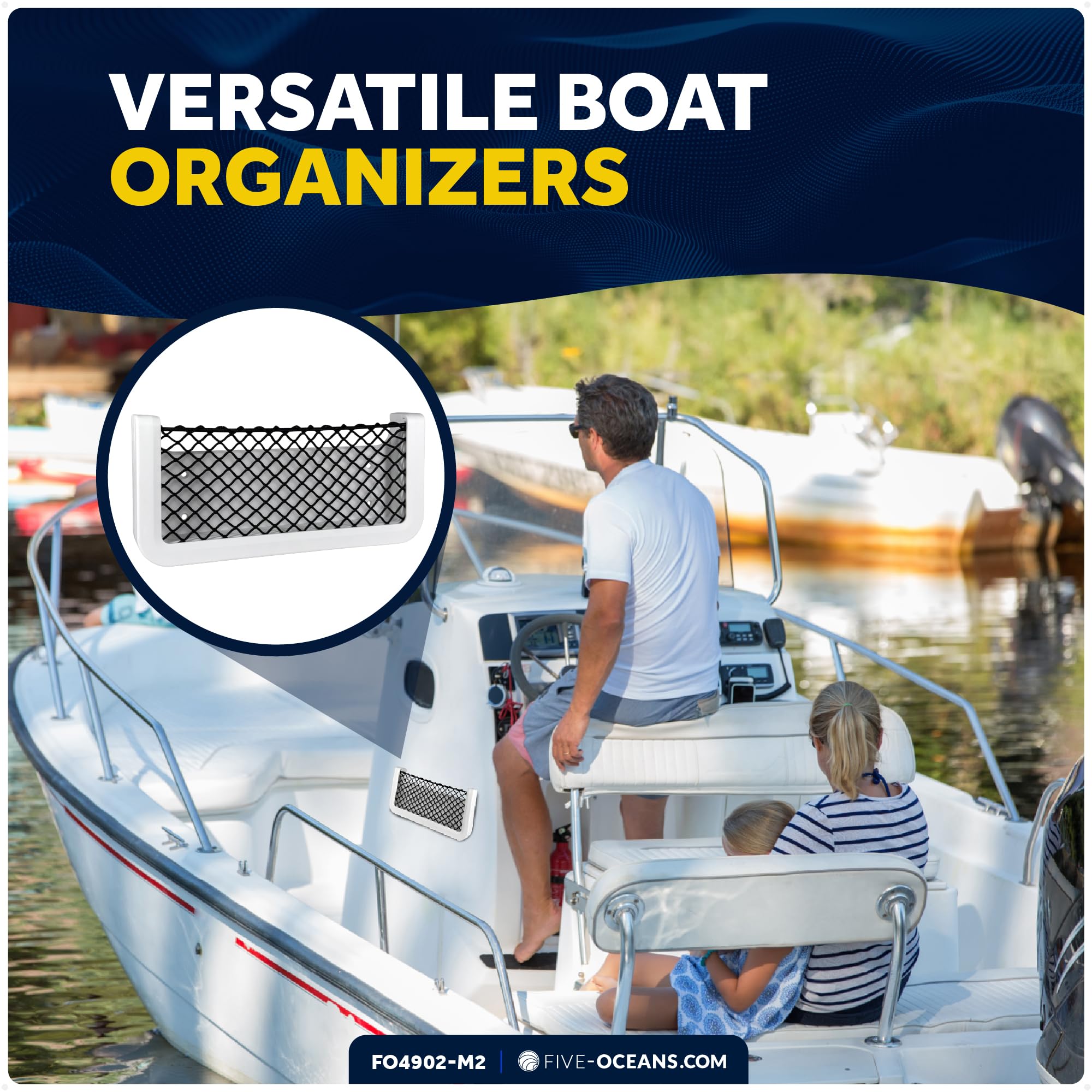 Five Oceans car net pocket keeps essentials within reach during drives.