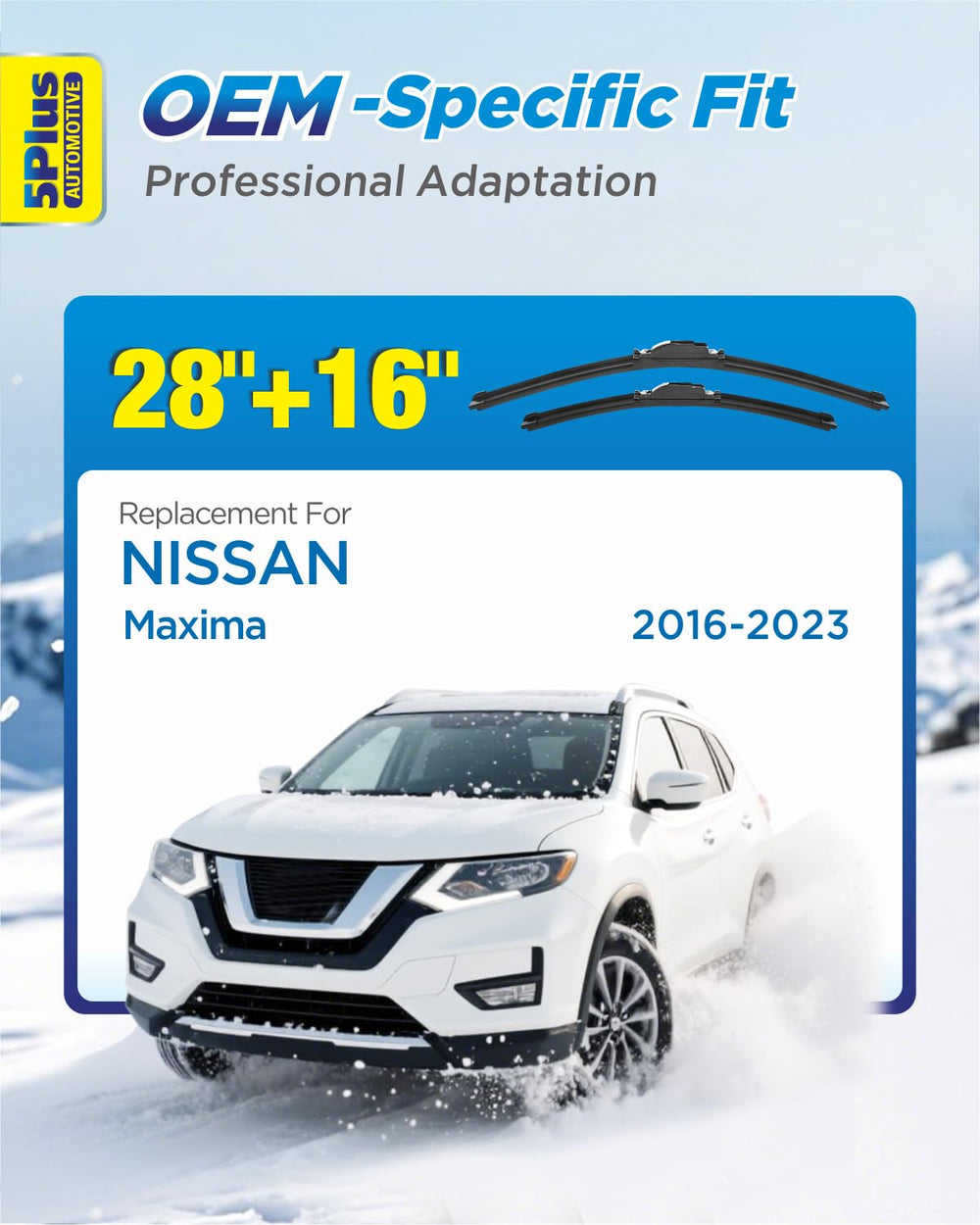 Five Plus 28-inch wiper blade for Nissan Maxima enhances highway rain visibility.