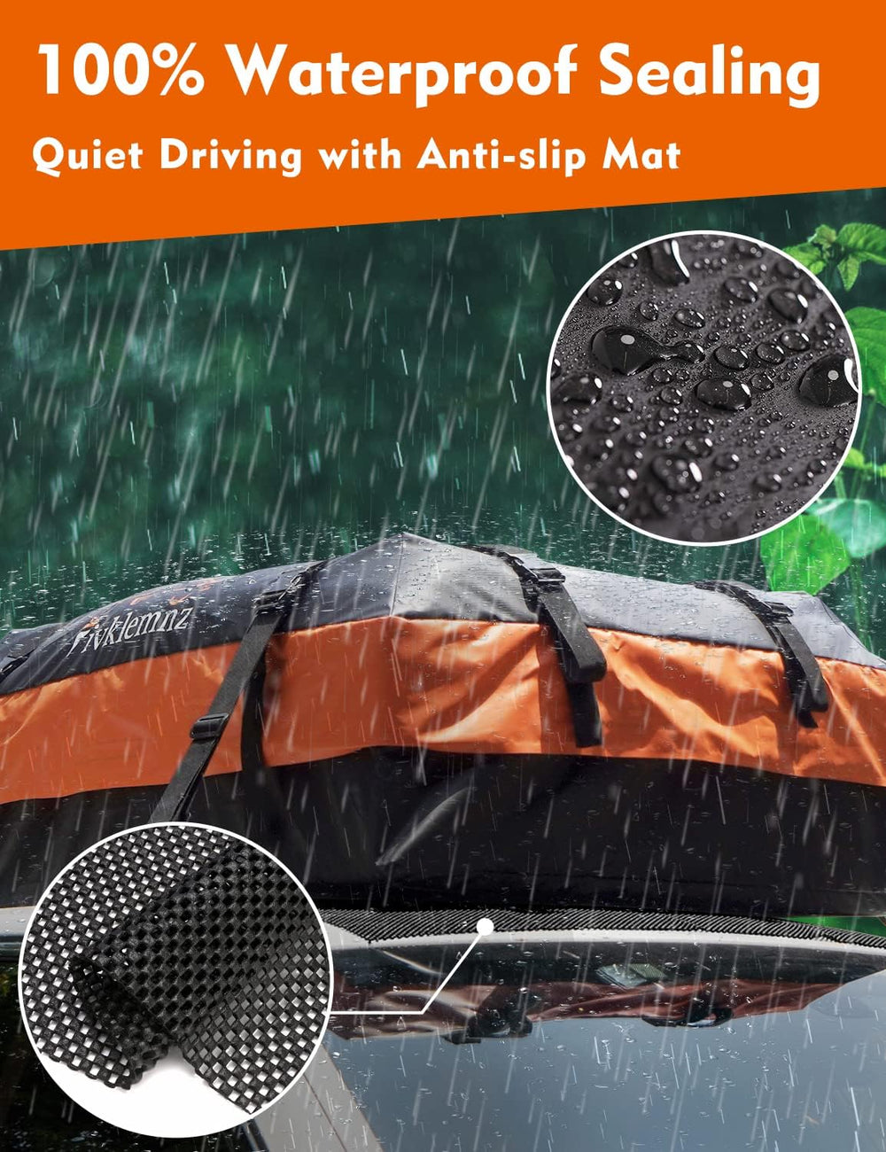 FIVKLEMNZ 21 cu ft roof bag expanding cargo capacity for road trips.