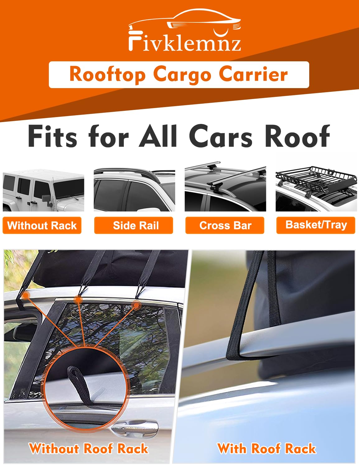 FIVKLEMNZ cargo bag with straps and hooks for secure highway mounting