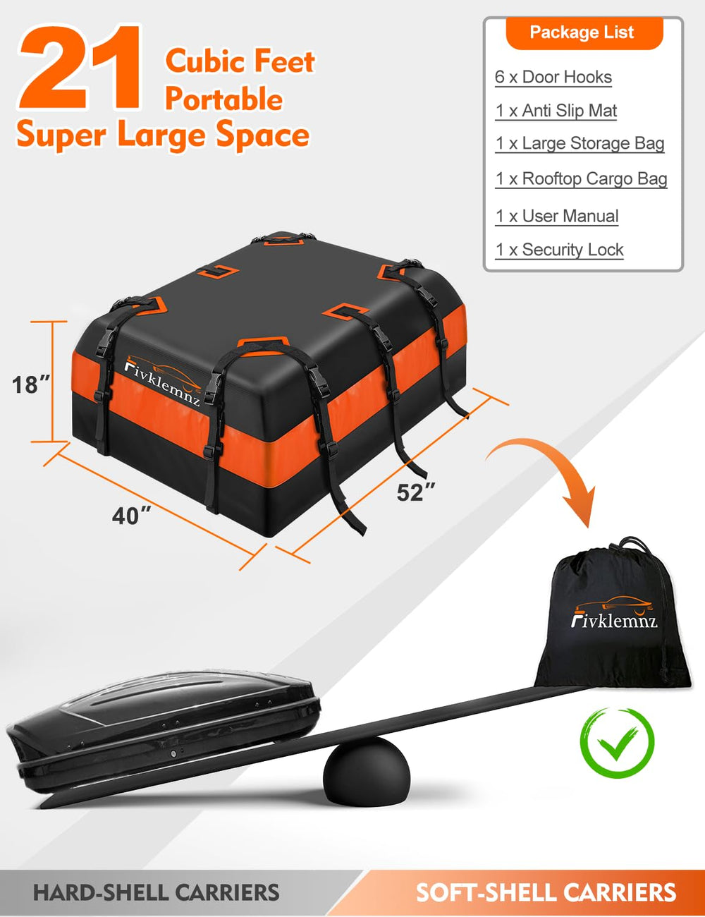 FIVKLEMNZ complete travel kit includes mat and lock for safety.