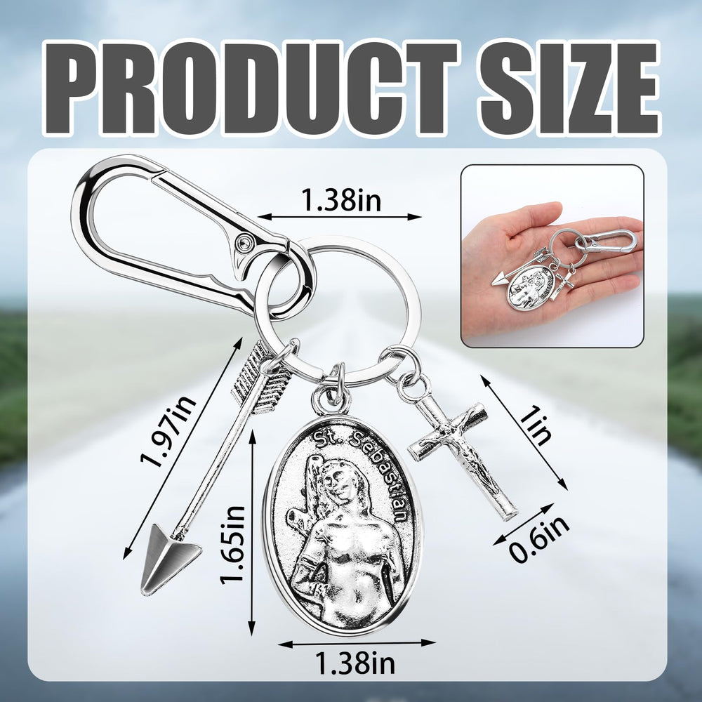 Fiwochic Saint Sebastian keychain carabiner and keyring for secure daily carry.