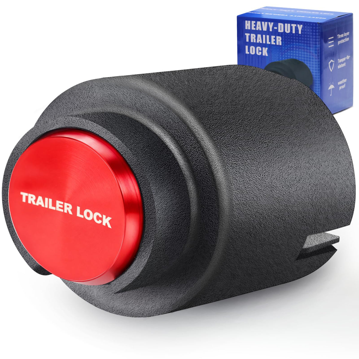 FixOasis trailer lock front view highlighting visual deterrence for theft prevention
