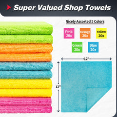 FIXSMITH 100-pack microfiber towels ideal for versatile home and car cleaning