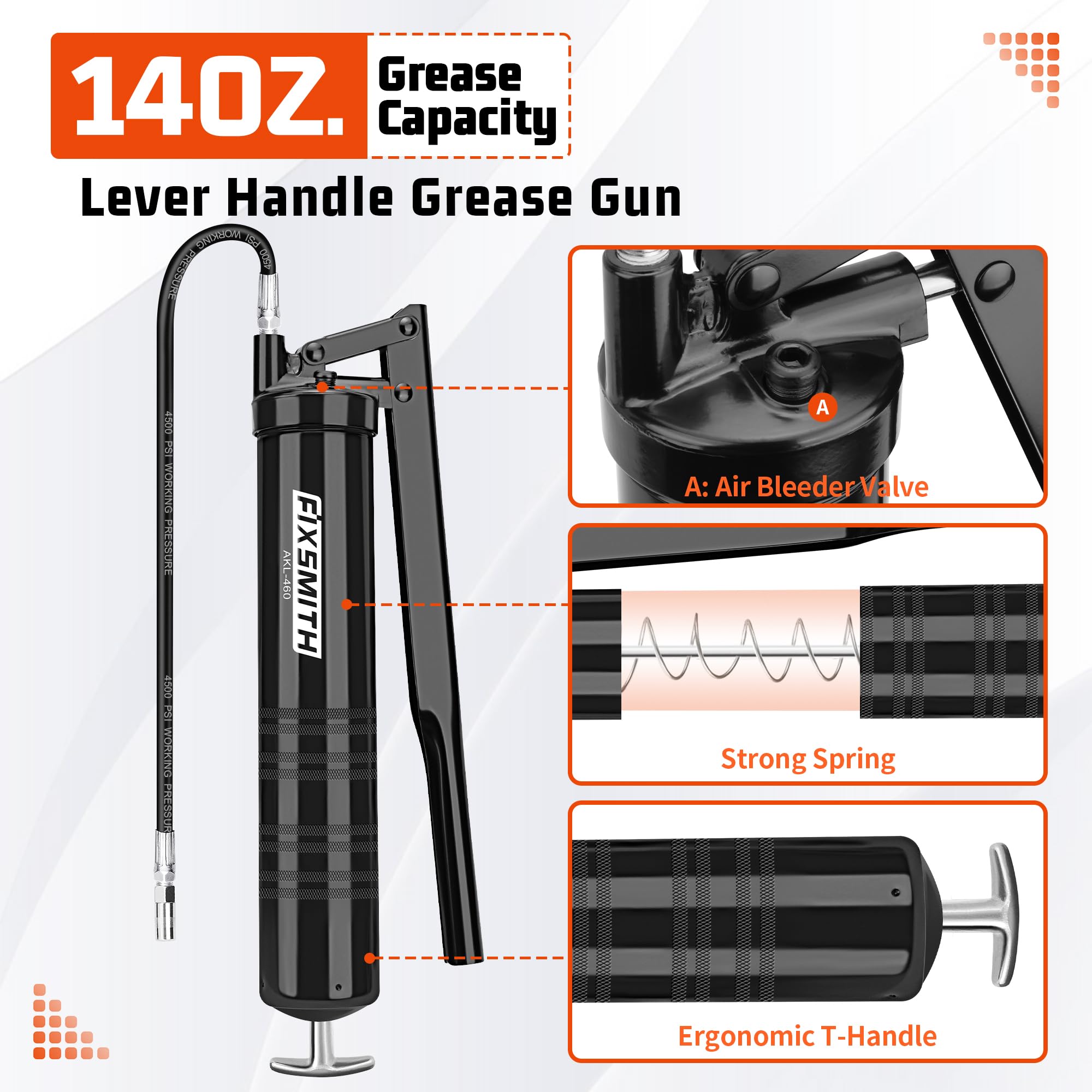 FIXSMITH grease gun two-way loading system enables cartridge or bulk fill convenience