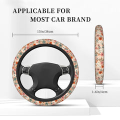 FJyuanqi steering cover stretch-fit demonstrates universal sizing and easy installation.