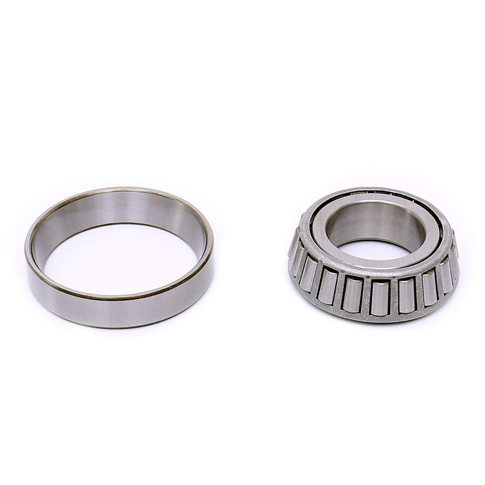 FKG L44643/L44610 bearing set side view highlighting alignment for Harley Big Twin bikes.