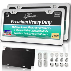Flamax premium chrome license frame with mirror polish for a sleek, modern look.