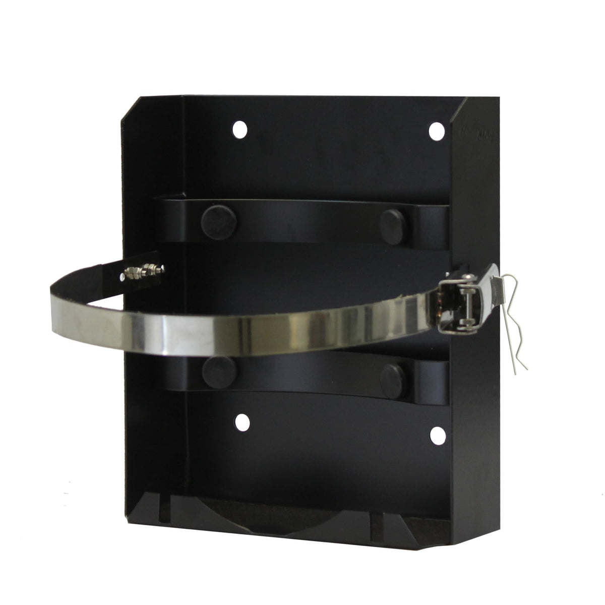 Flame King 5lb T-Racks bracket front view secures the tank during travel.