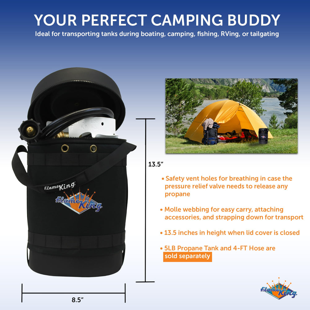 Flame King carry case with molded interior design for camping trips