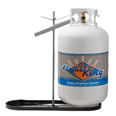 Flame King dual rv tank rack base keeps two 30lb tanks secure during travel