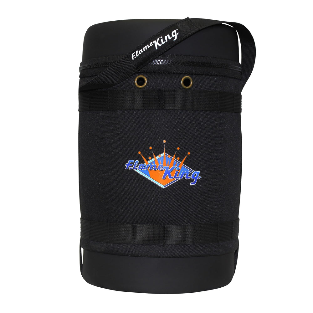 Flame King gas hauler showing insulated case protecting a 5lb propane tank
