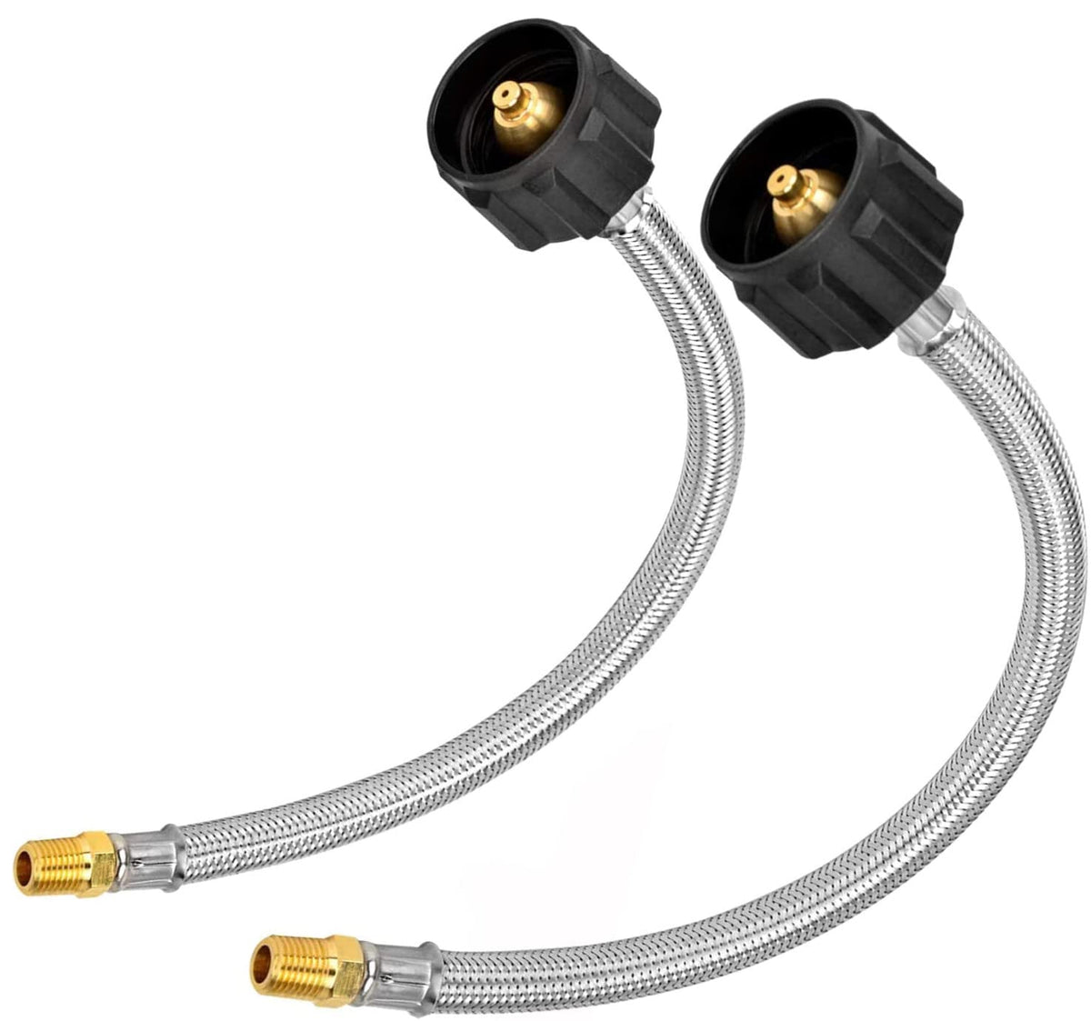 Flame King SSPT12INX2 pigtail hose assembly for RV propane connection