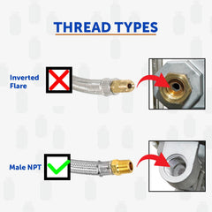 Flame King SSPT12INX2 Type 1 ACME nut and 1/4-in NPT end for secure RV connections