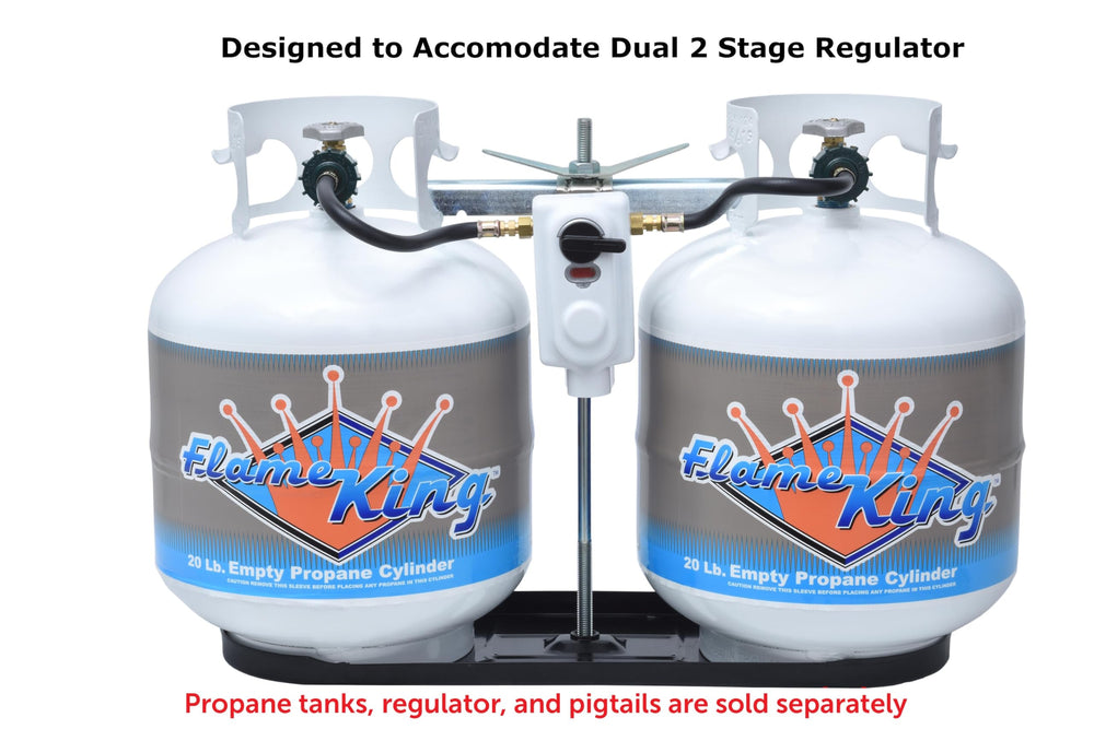 Flame King two tanks secured on rack prevent movement while driving.