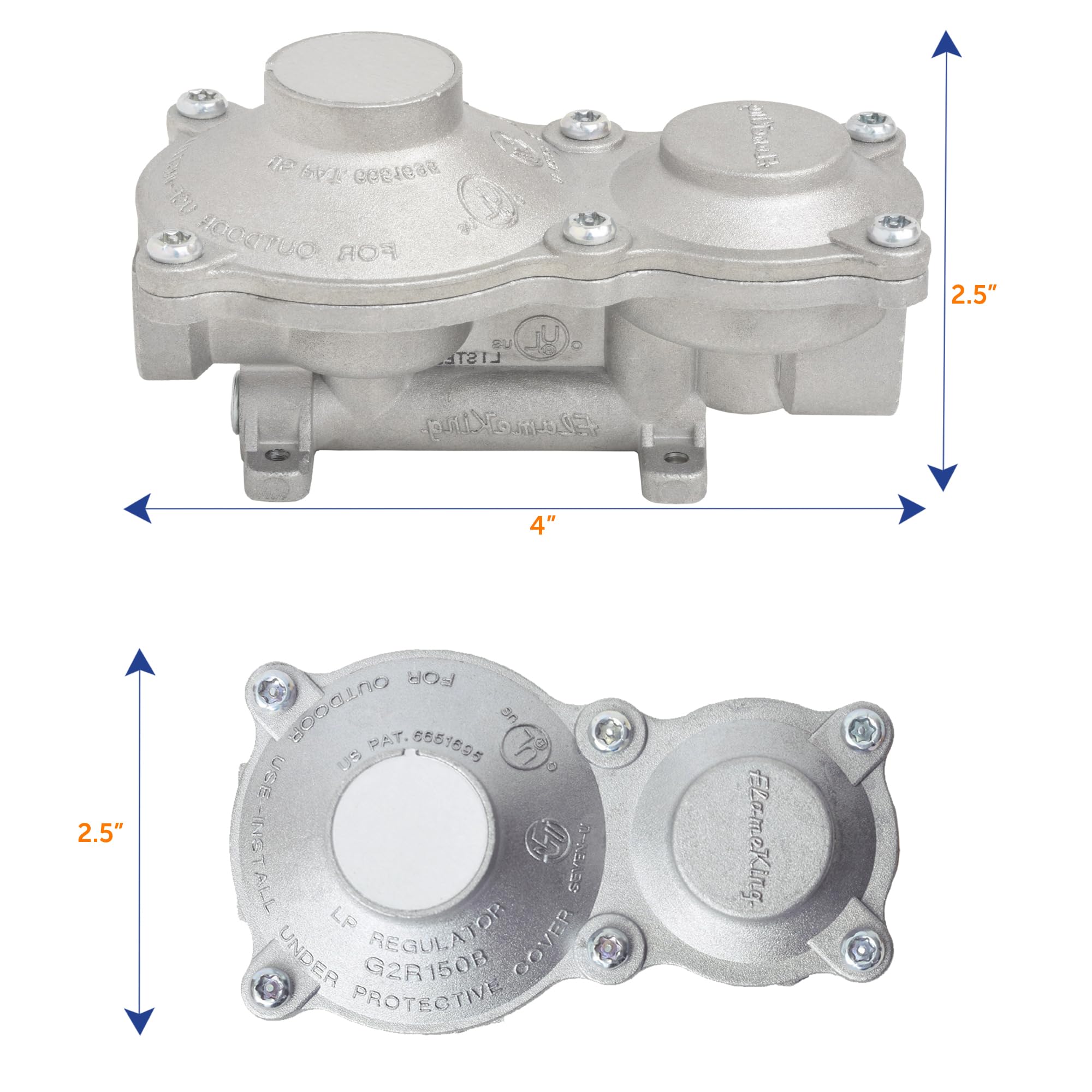 Flame King regulator heavy-duty aluminum body ensuring secure, leak-free tank connections