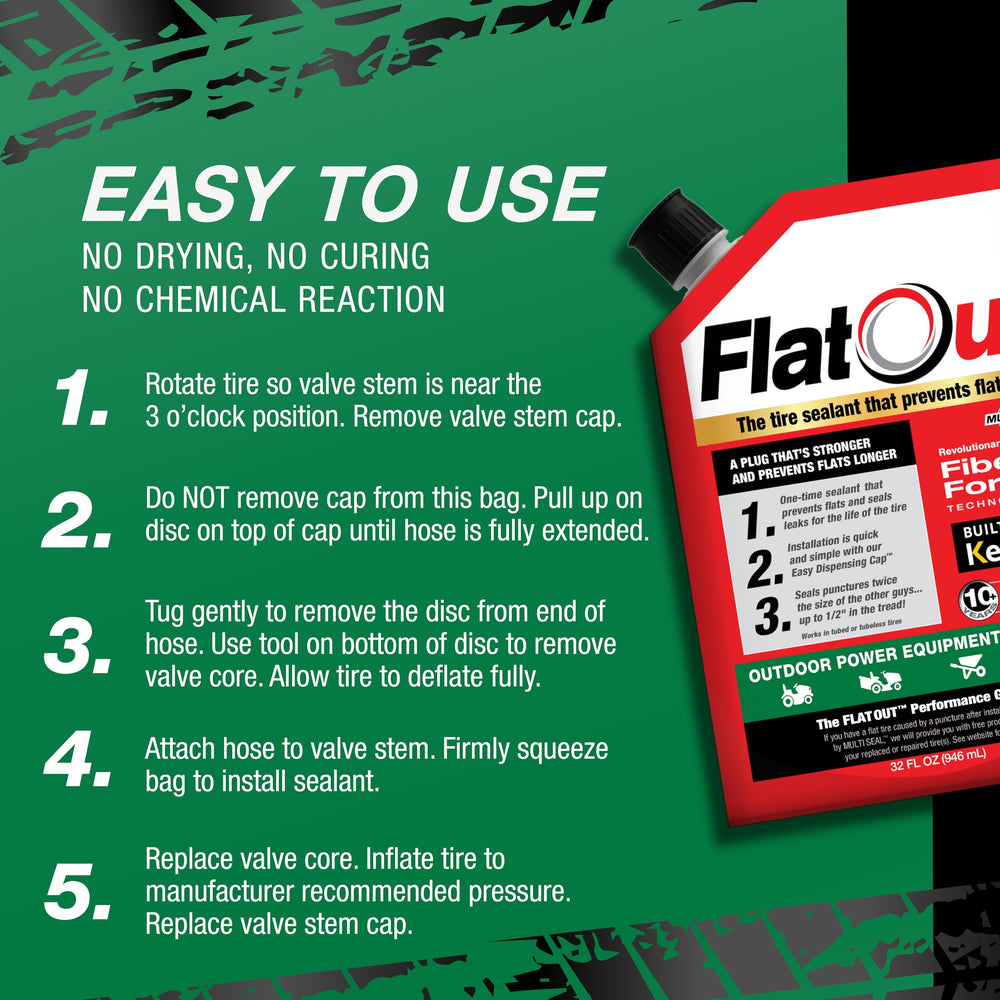 Kevlar fibers visible in FlatOut sealant providing durable tire protection.