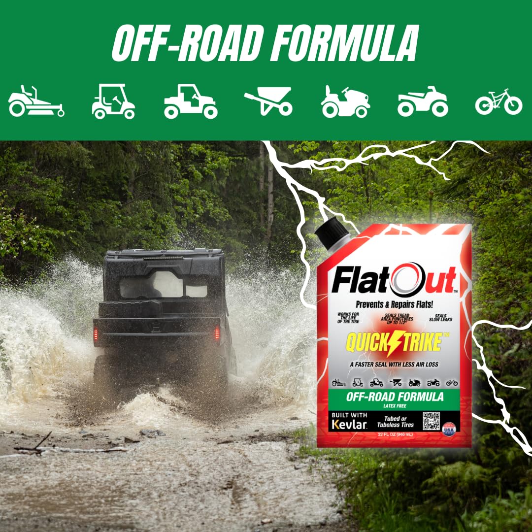 ATV/UTV tire scene shows quick sealing on rugged trails.