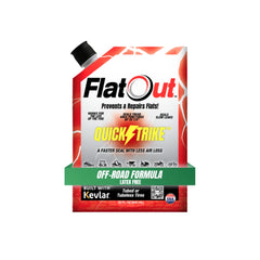 FlatOut QuickStrike bottle with Kevlar fibers ready to seal punctures.