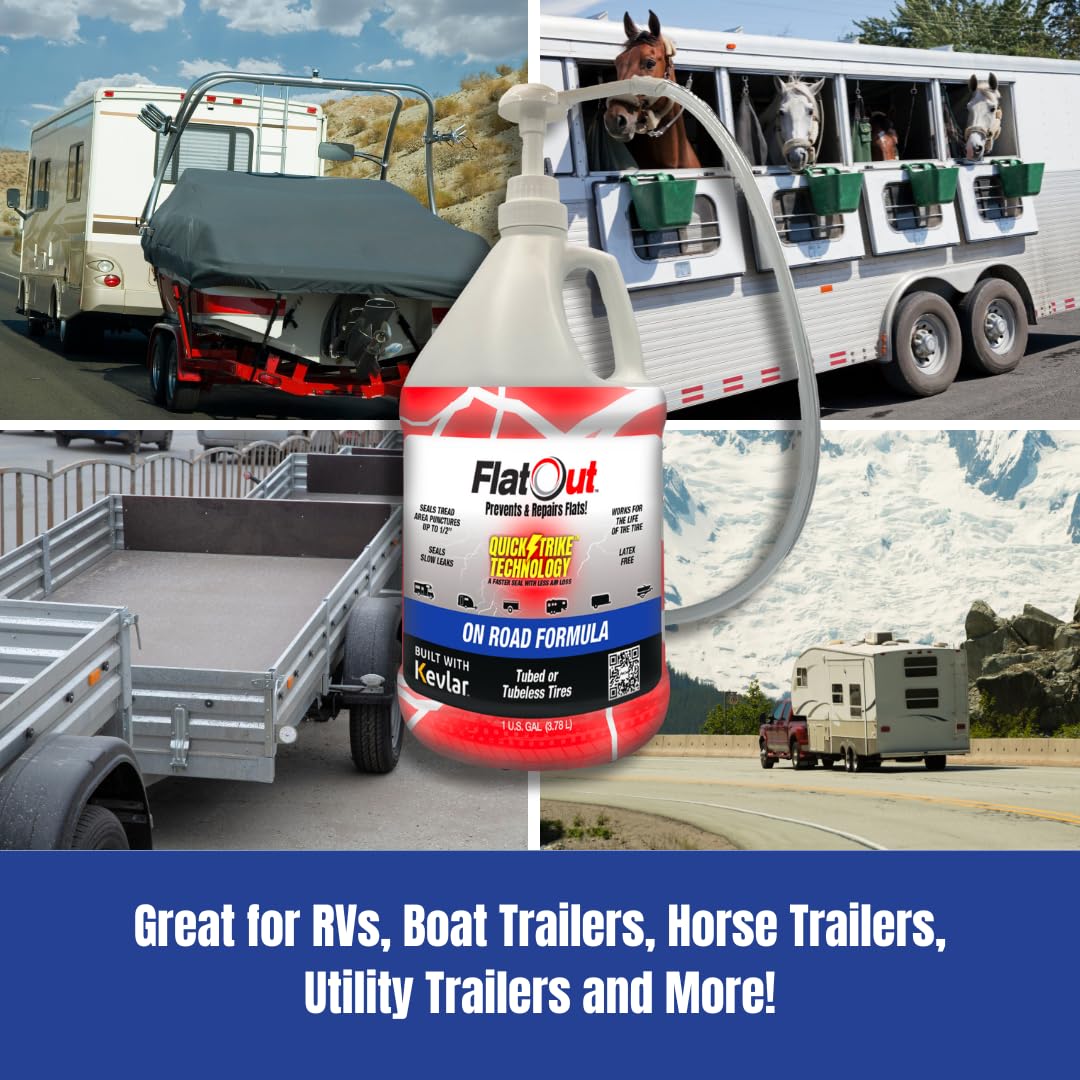 FlatOut QuickStrike flow illustrates rapid sealing of tire punctures.