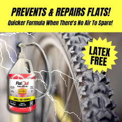 FlatOut QuickStrike sealant flowing into a puncture for rapid sealing.