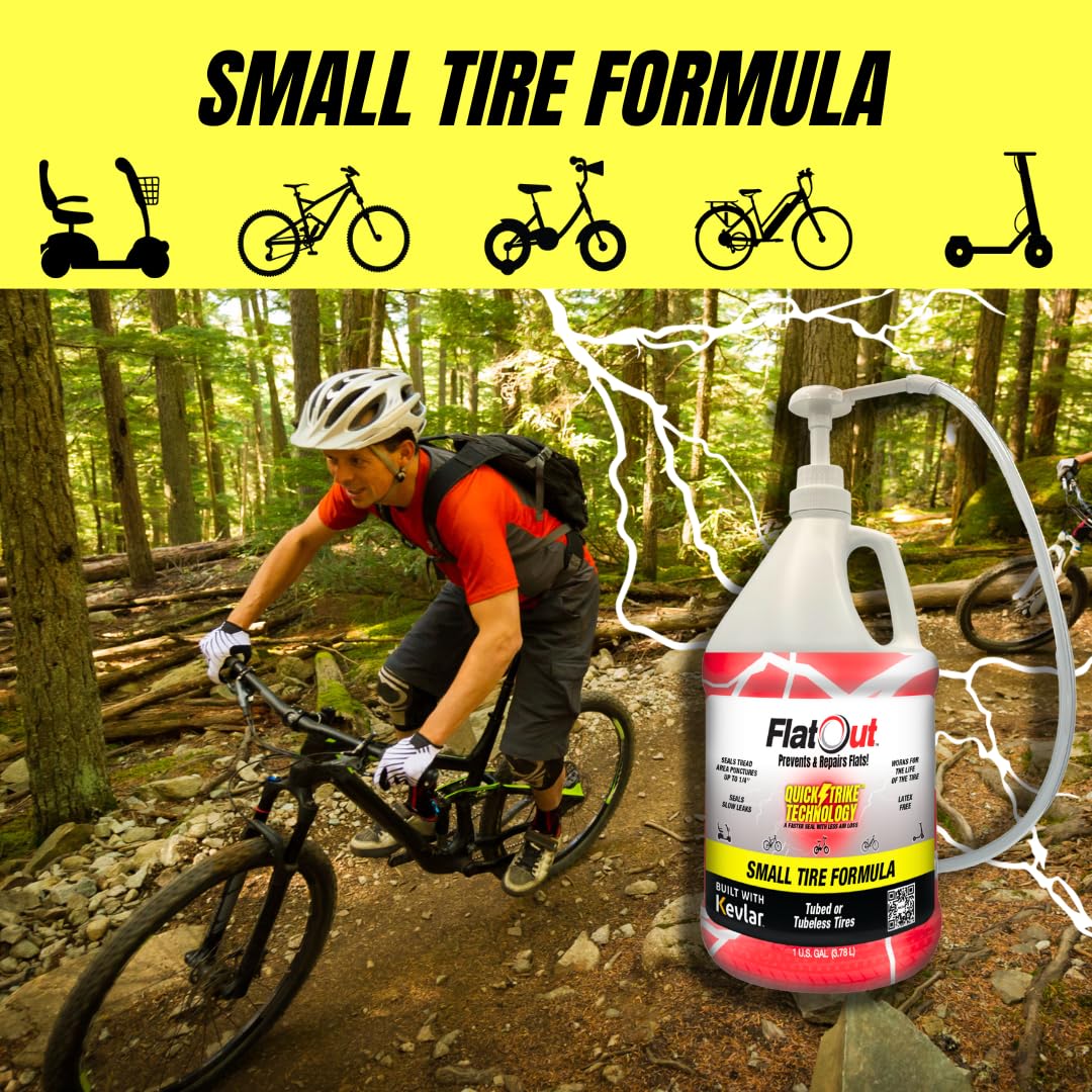 FlatOut QuickStrike works in tubed and tubeless tires for versatility.