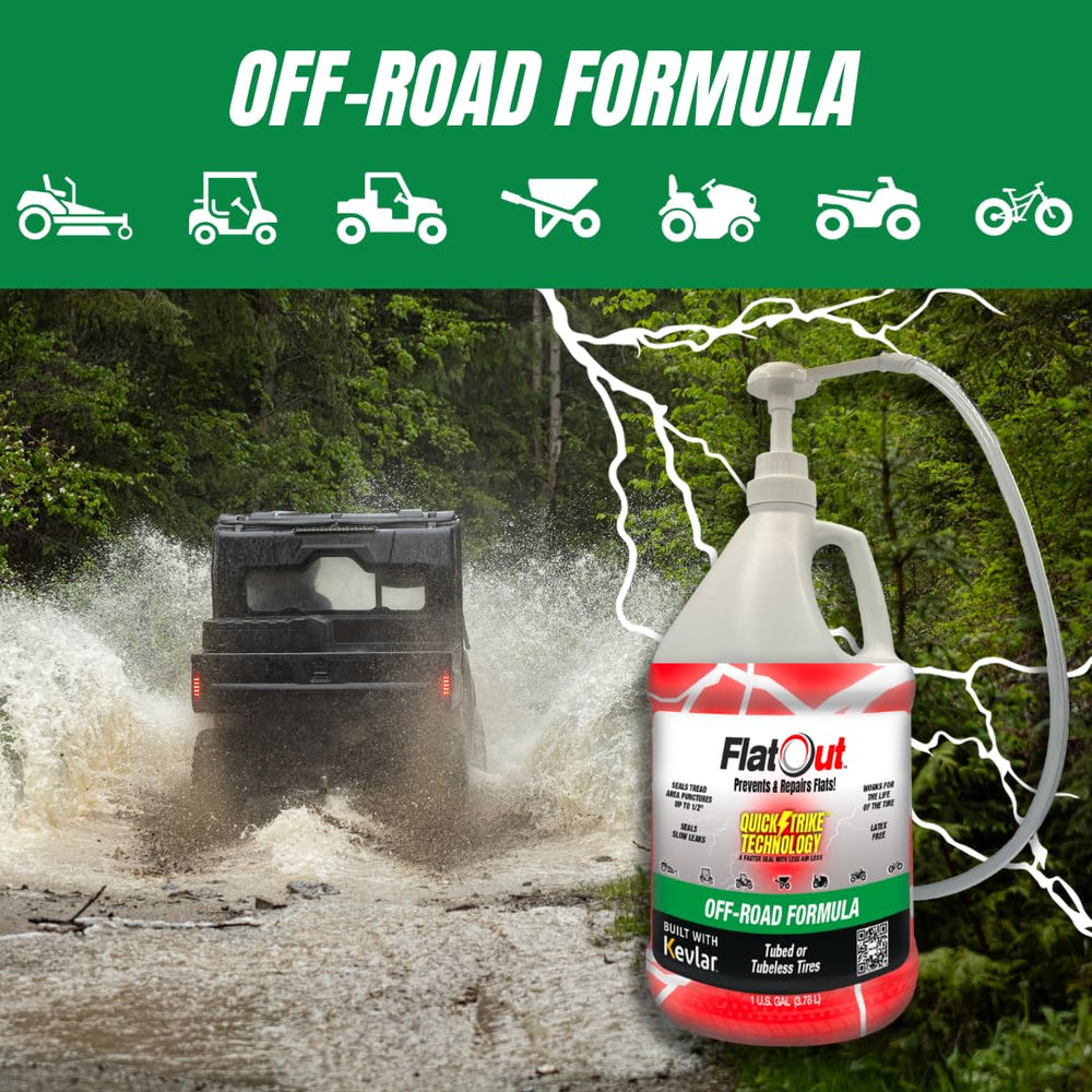 FlatOut QuickStrike applied during inflation for tubeless setup and reinflation