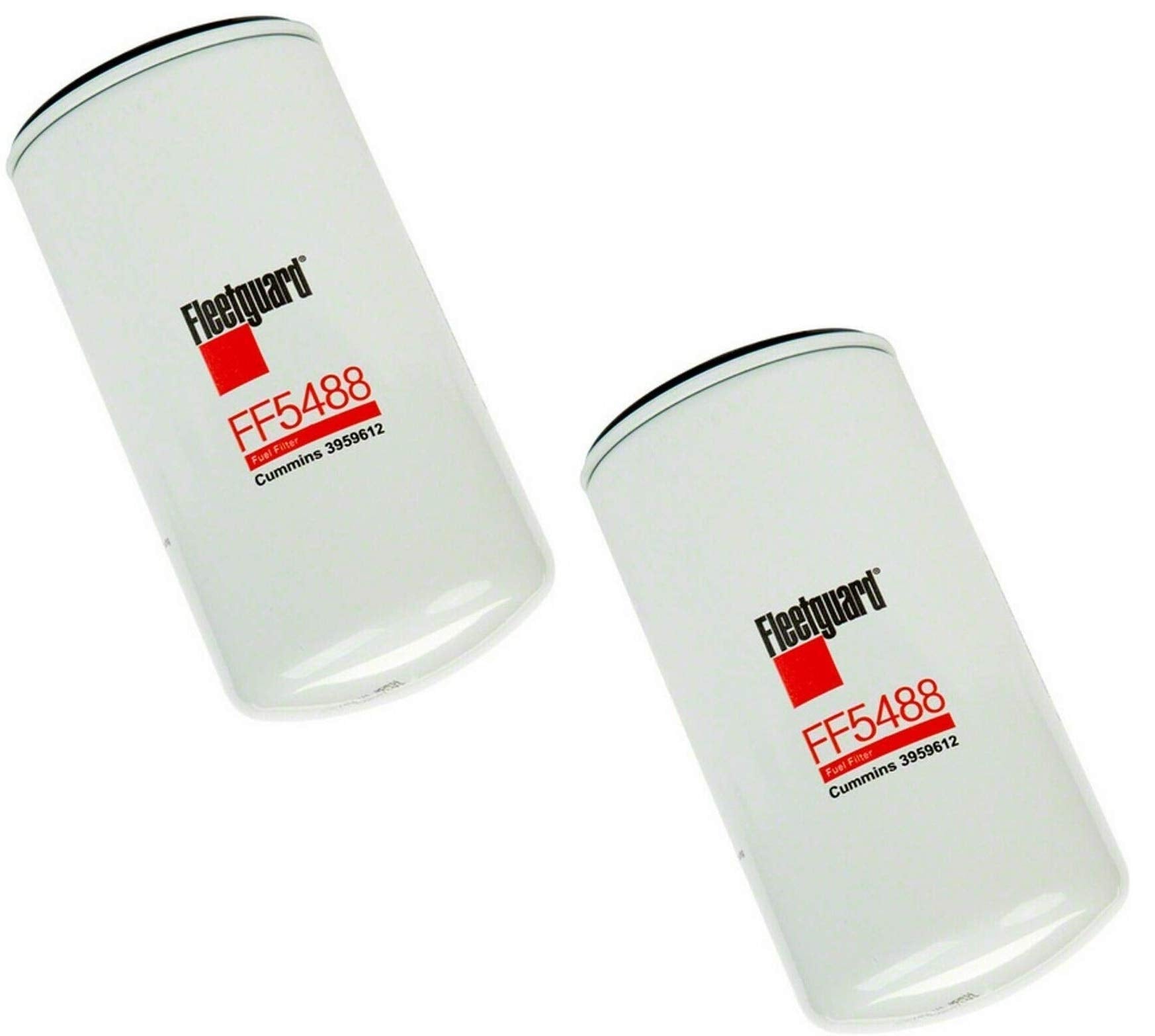 Fleetguard FF5488 fuel filter pack of two, compatible with Cummins 3959612, supports cleaner fuel flow.