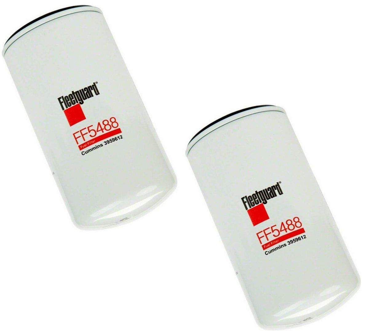 Fleetguard FF5488 fuel filter pack of two, compatible with Cummins 3959612, supports cleaner fuel flow.