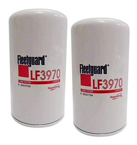 Fleetguard LF3970 oil filter pack of 2, gasket detail, precise fit for Cummins ISB compatibility.