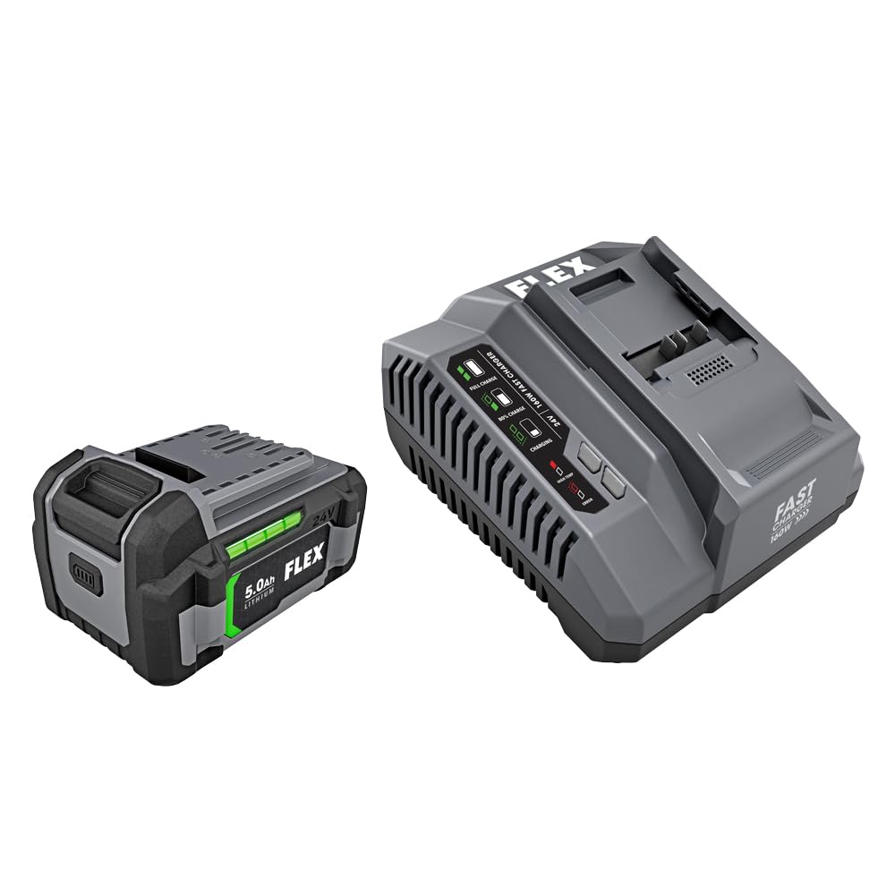 FLEX 24V lithium starter kit with battery and charger for on-site power