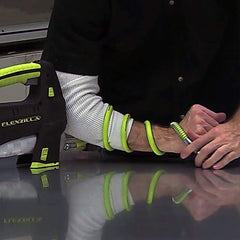 Flexzilla hose's abrasion-resistant outer cover withstands workshop wear during daily use.