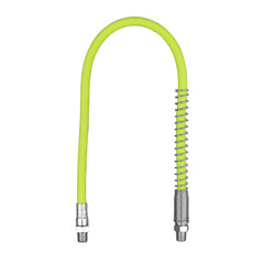 Flexzilla grease hose with spring guard demonstrates easy maneuverability for grease gun use.