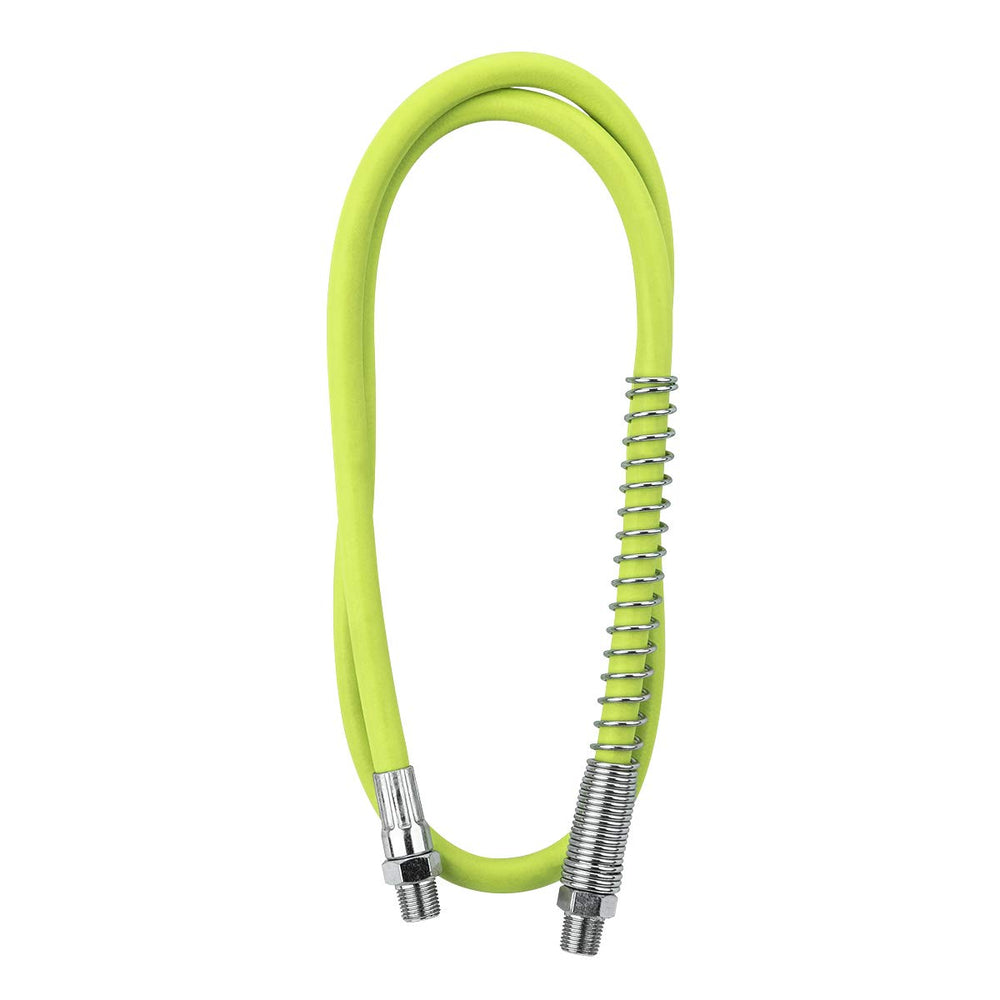 Flexzilla grease hose with spring guard protecting against kinks during use