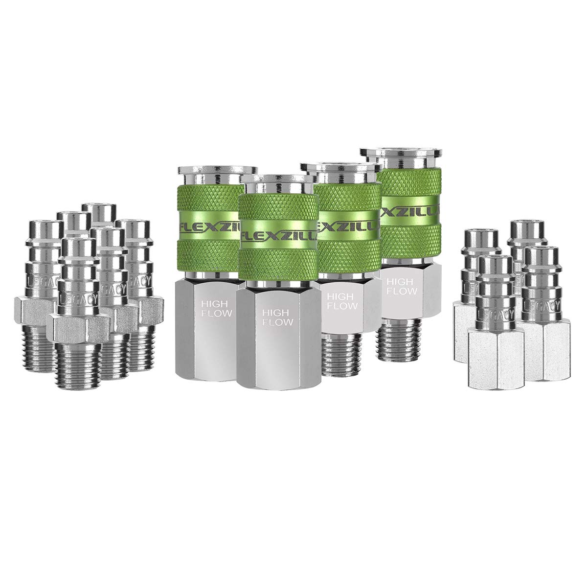 Flexzilla Pro high flow coupler for 1/4 inch NPT with fast airflow.