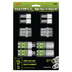 Flexzilla Pro high flow plug for 1/4 inch NPT enables quick tool connection.