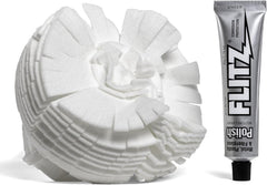 Flitz buff ball with paste ready to shine metal surfaces.