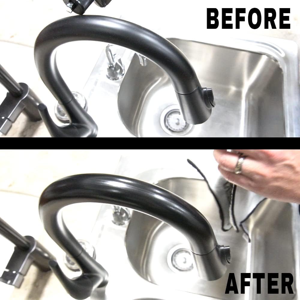 Flitz Faucet Wax Plus creates a long-lasting seal against daily moisture.