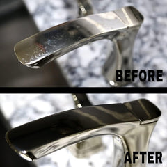 Flitz Faucet Wax Plus protects metal fixtures from fingerprints with a lasting shine.