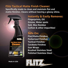 FLITZ matte detailer spray on vinyl wrap cleans fingerprints without adding shine.