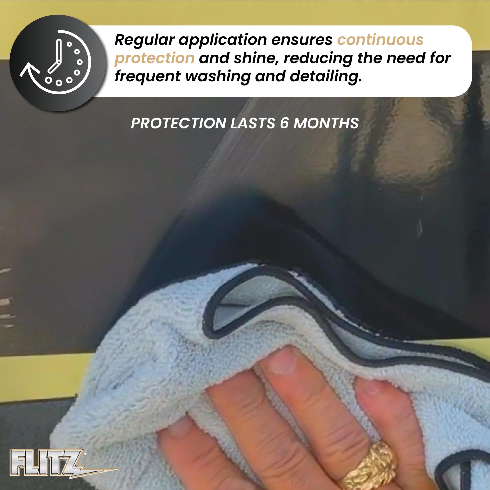 FLITZ shield on metal surfaces enhances luster and corrosion resistance