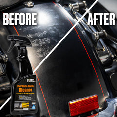 FLITZ vinyl wrap cleaner in action on car panel.