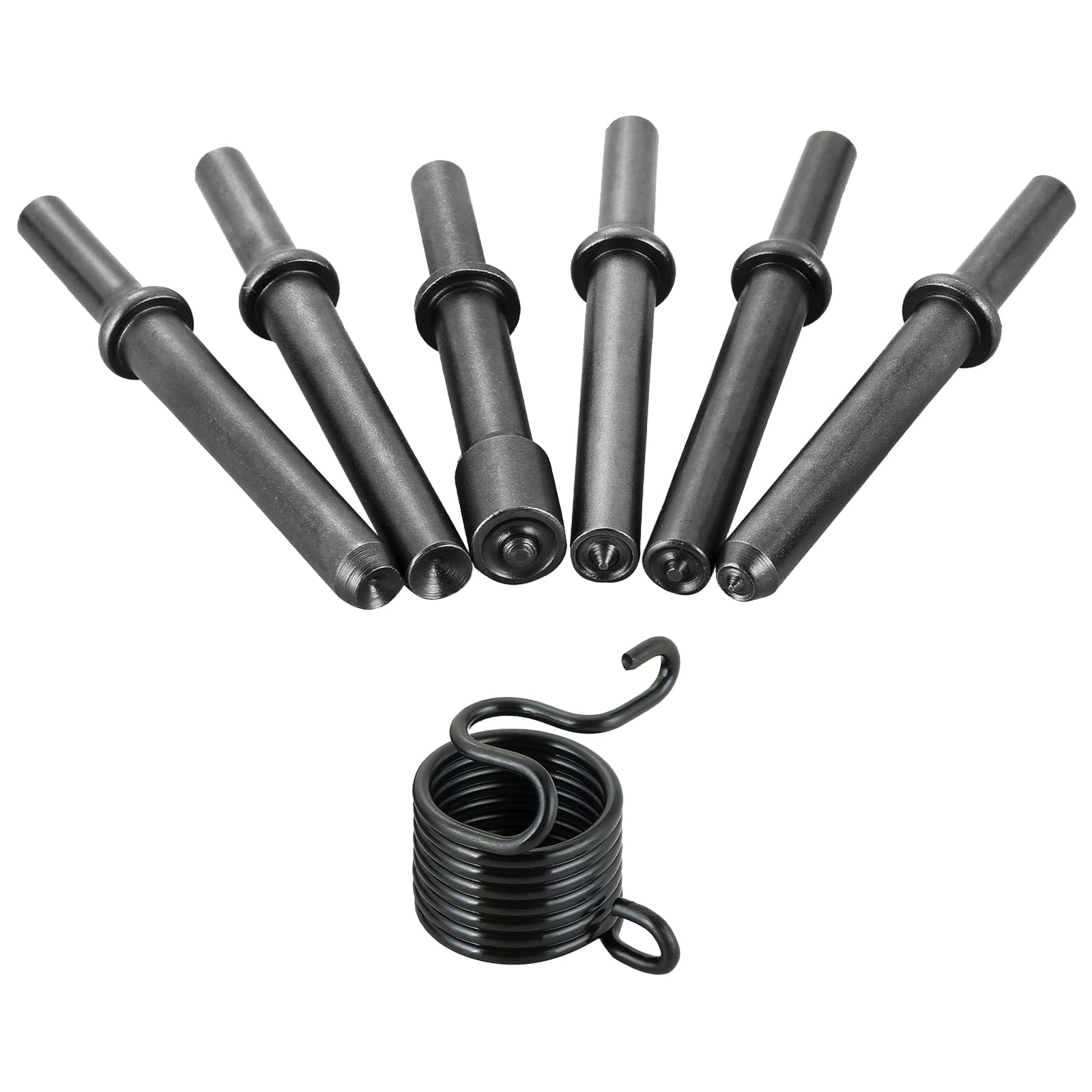 FLKQC air rivet hammer kit seven pieces for versatile riveting tasks.
