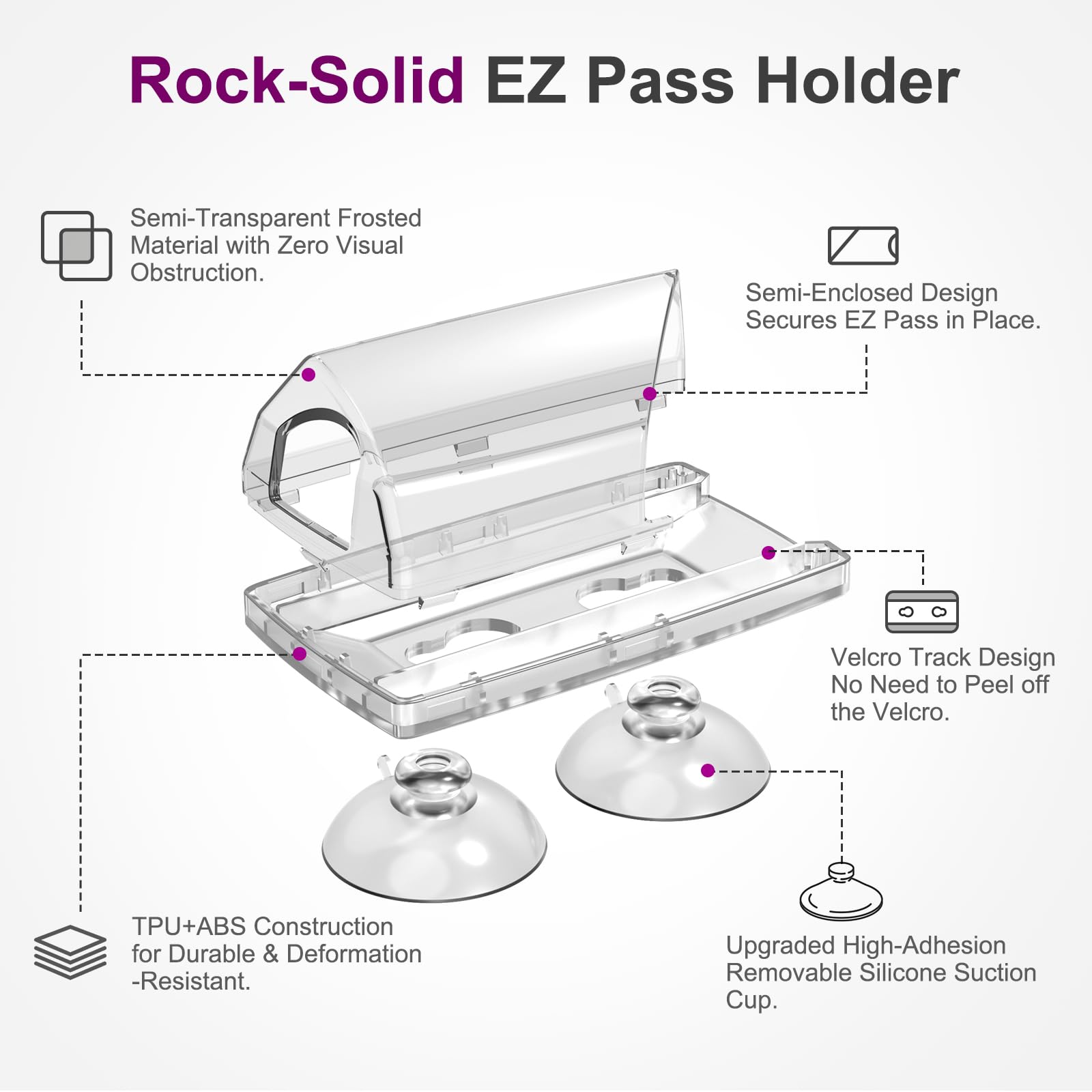 FLLIK EZ Pass Holder on windshield demonstrates residue-free car transfers.